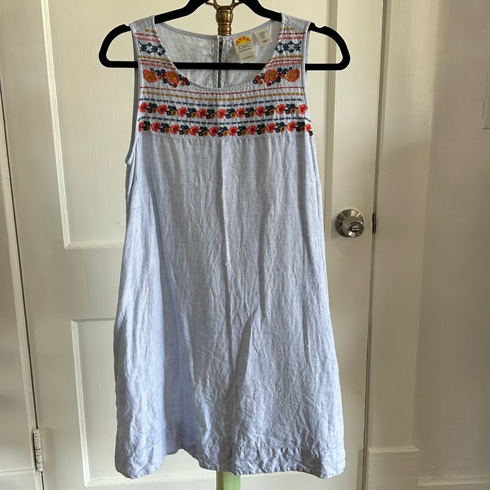 Embroidered Linen Tent Dress